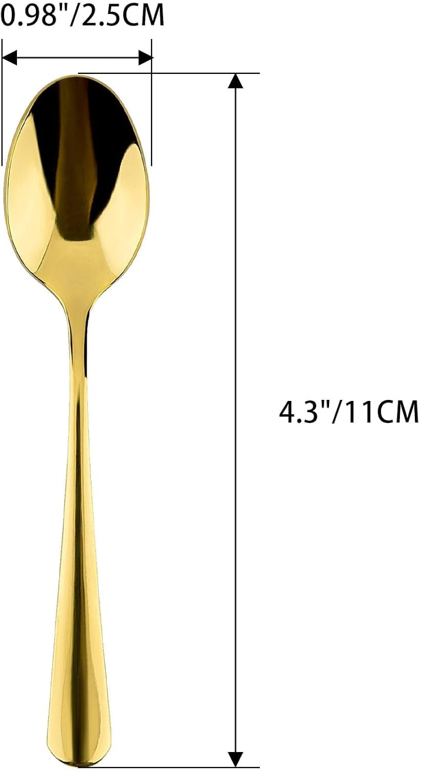 15 Packs Demitasse Espresso Spoons, 4.3 Inch Mini Gold Coffee Spoon, Stainless Steel Small Spoons for Dessert