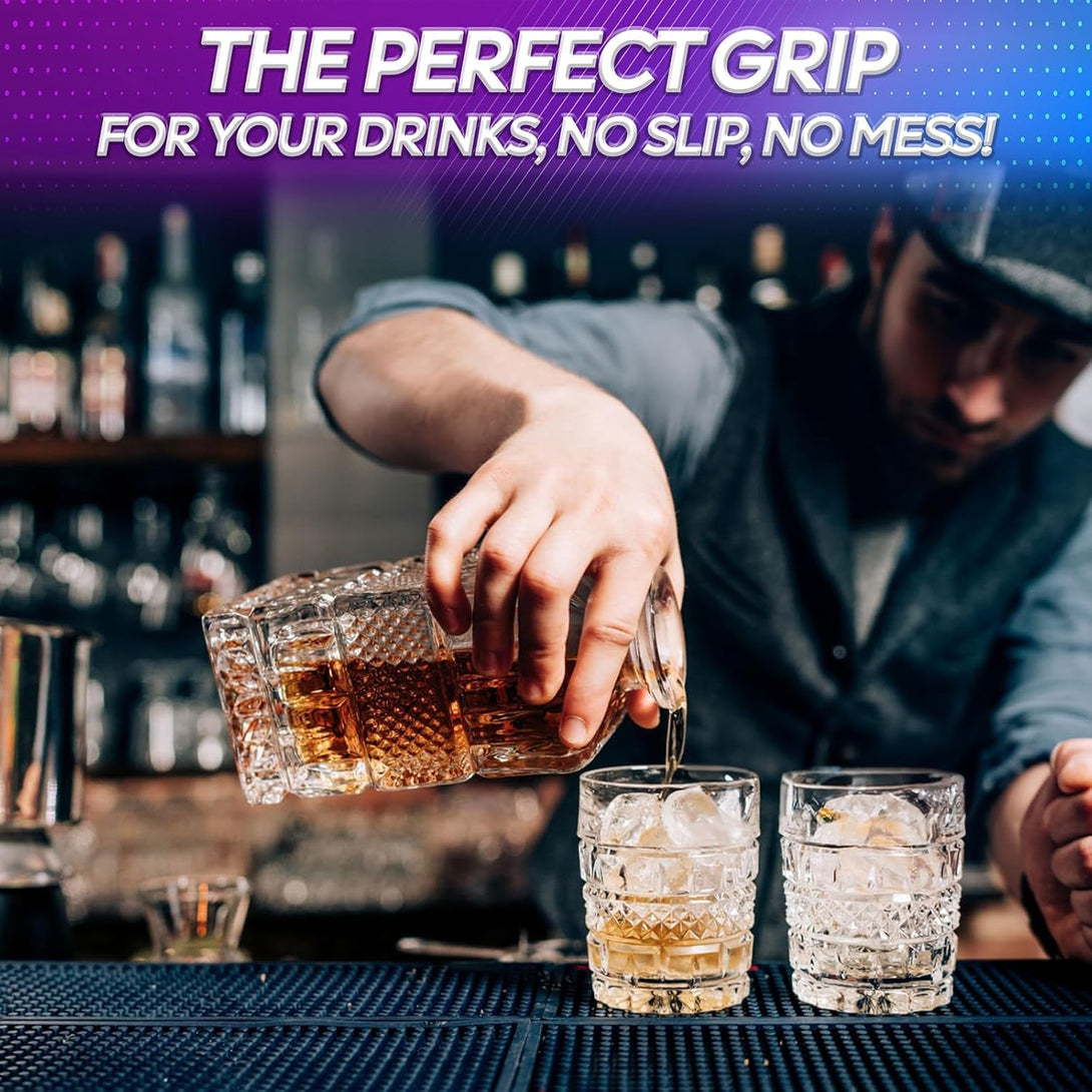 3 Pack Rubber Bar Mats, Spill Bar Mats for Bartending,Non-Slip Coffee Bar Mats for Countertop,Black Bar Mat for Home Bar,Kitchen, Restaurants(1Pc/18" X 12"+2Pc/24"X 3")