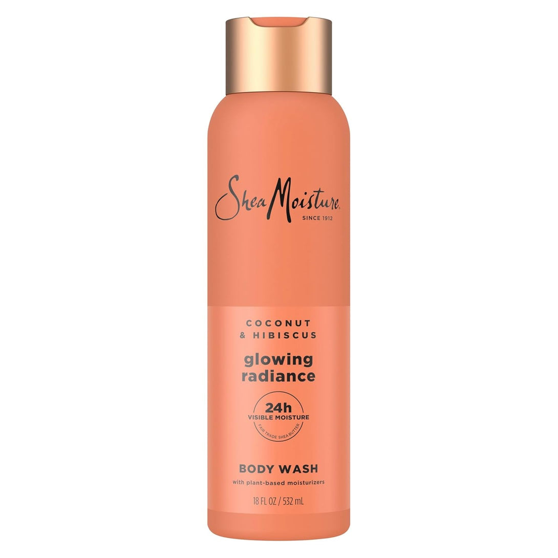 Sheamoisture Coconut Hibiscus Body Wash Glowing Radiance Glowing Radiance Body Wash for 24H Visible Moisture for Healthy, Glowing Skin 18 Oz