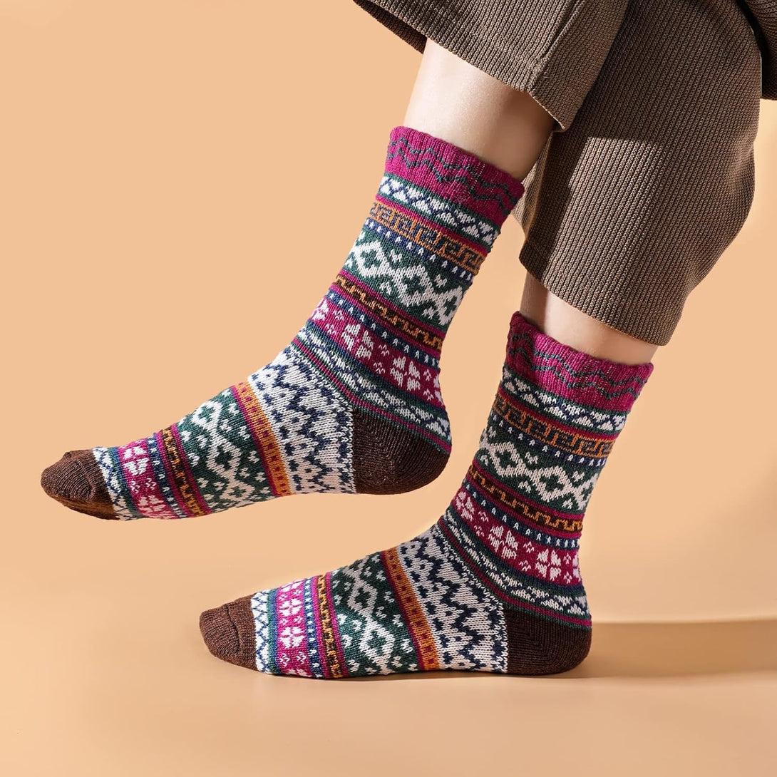 Pleneal Pack Wool Socks for Warm Winter Women Thick Knit Cozy