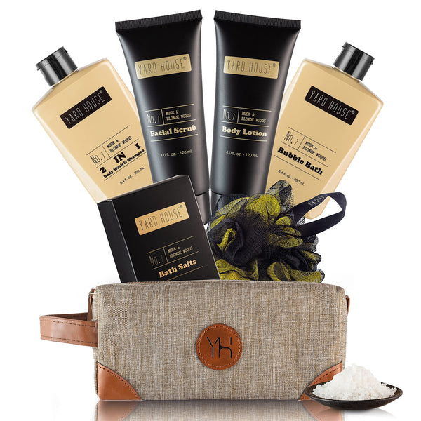 Mens Bath and Body Gift Set - Musk and Blonde Woods - Luxury Christmas, Birthday, Fathers Day Gifts from Daughter, Wife, Son for Dad, Husband -