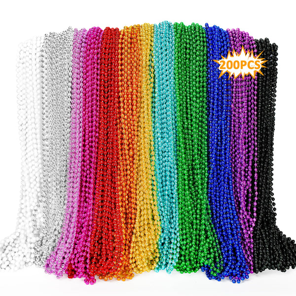 4Th of July Necklace, 200PCS Independence Day Beads Necklace Accessories, Fourth of July Red Blue Silver Bulk, Beads Bulk for Patriotic Parade
