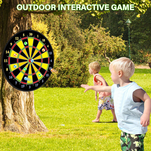 Large Dart Board for Kids, Kids Double-Sided Dart Board with Sticky Balls and Darts, Indoor/Outdoor Sport Fun Party Play Game Toys, Gifts for 3 4