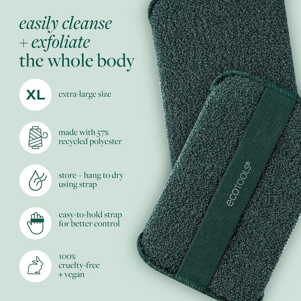 Ecotools XL Body Buffer, Exfoliating Body Scrubber, Large Sponge for Whole Body Cleansing, Quickly Remove Dry Skin, Eco-Friendly Bath Accessory