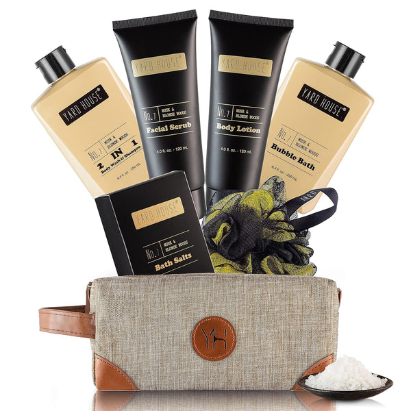 Mens Bath and Body Gift Set - Musk and Blonde Woods - Luxury Christmas, Birthday, Fathers Day Gifts from Daughter, Wife, Son for Dad, Husband -