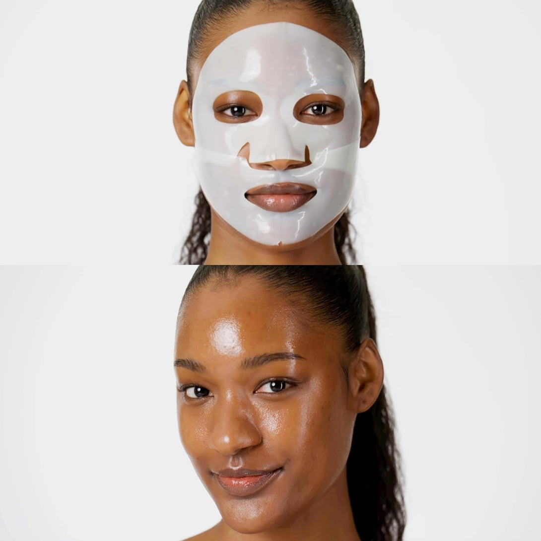 THE FACE SHOP Vita-Toning Vegan Collagen Face Mask, Korean Glass Skin Essential, Hydrogel Mask for Moisturizing & Skin Elasticity, Improves Uneven Tone, 4EA