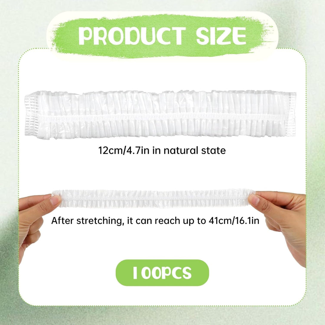 100PCS Disposable Shower Caps, Bath Caps Larger Thick Clear Waterproof Plastic Elastic Hair Shower Cap Treatment Hotel Travel Essentials Accessories for Women Deep Conditioning Hair Care