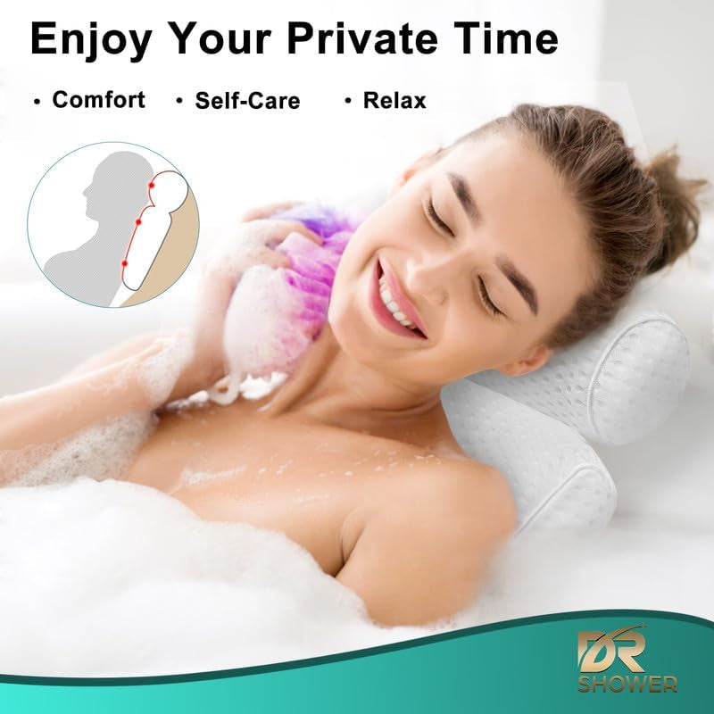 Bath Pillow for Bathtub Support Neck,Head and Back with Non-Slip Suction Cups and Comfortabl 4D Airenmesh Bathtub Pillow for Women & Men