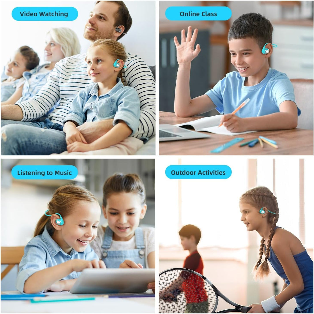 Kids Headphones, LK15 Open Ear Bluetooth Headphones with Air Conduction, Ultra-Light, 85Db Volume Limiting Wireless Headphone for Children Teens Boys Girls (Blue)