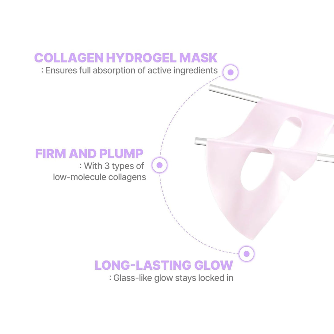 Cell Fusion C Glass Skin Collagen Mask, 1.23 Oz. X 5 Sheets, Overnight Hydrogel Mask with Triple Collagen & Niacinamide, Hydrating and Plumping, Korean Skincare