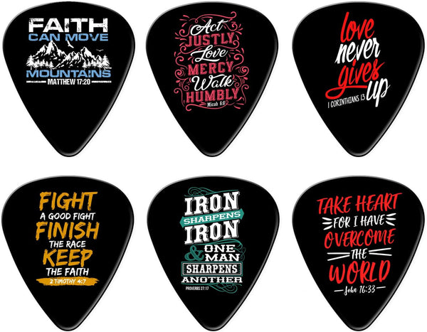 12 Bible Verse Christian Guitar Picks - Worship, Learn to Play, Gift, Bible Quote, Cross Guitar Picks