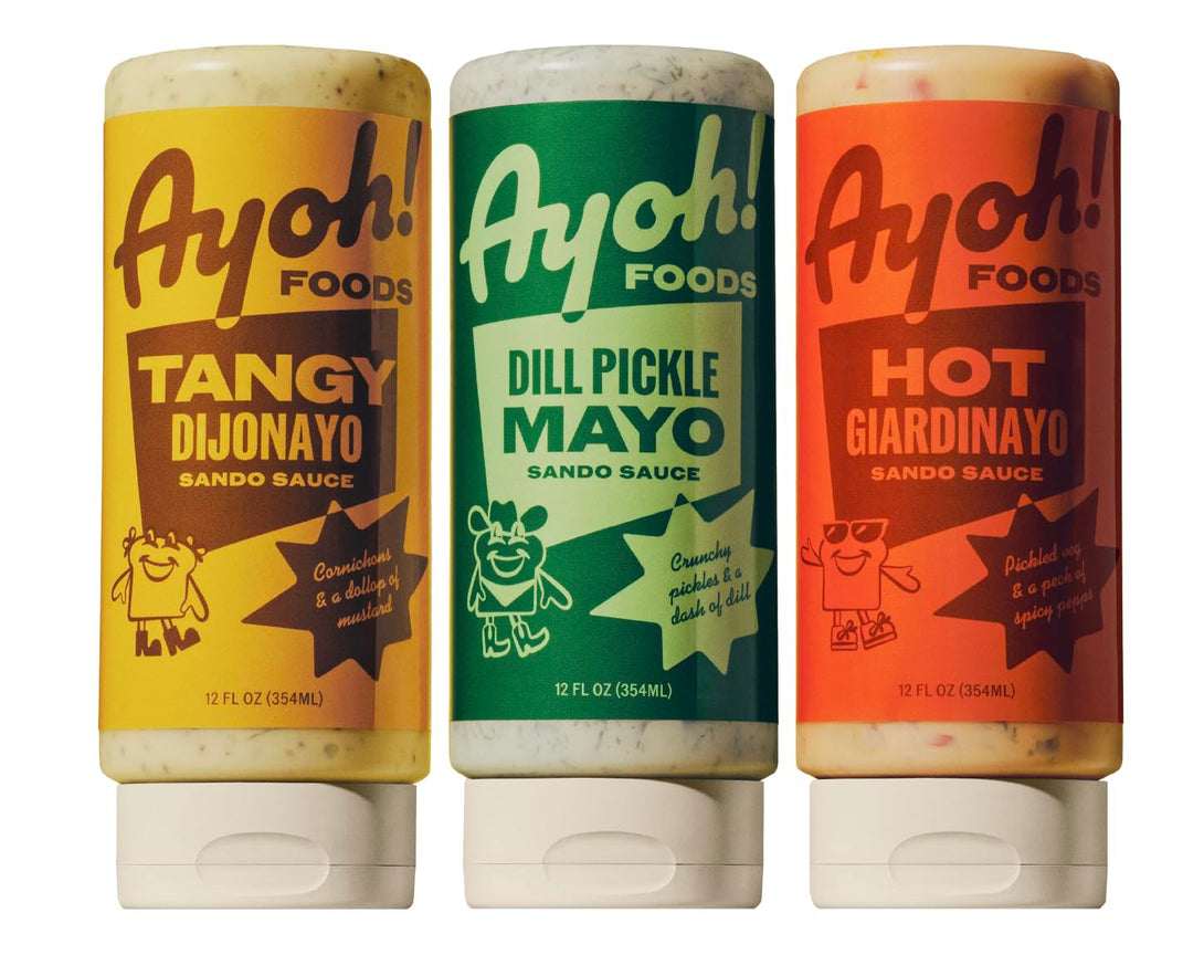 Ayoh Foods, Mayo Gone Wild, Made by Molly Baz (Variety Pack - 3 Total, 12Oz Bottles) Easy to Squeeze, Perfect For; Sandwiches, Burgers, Fries, Nuggets, Wraps & Dips