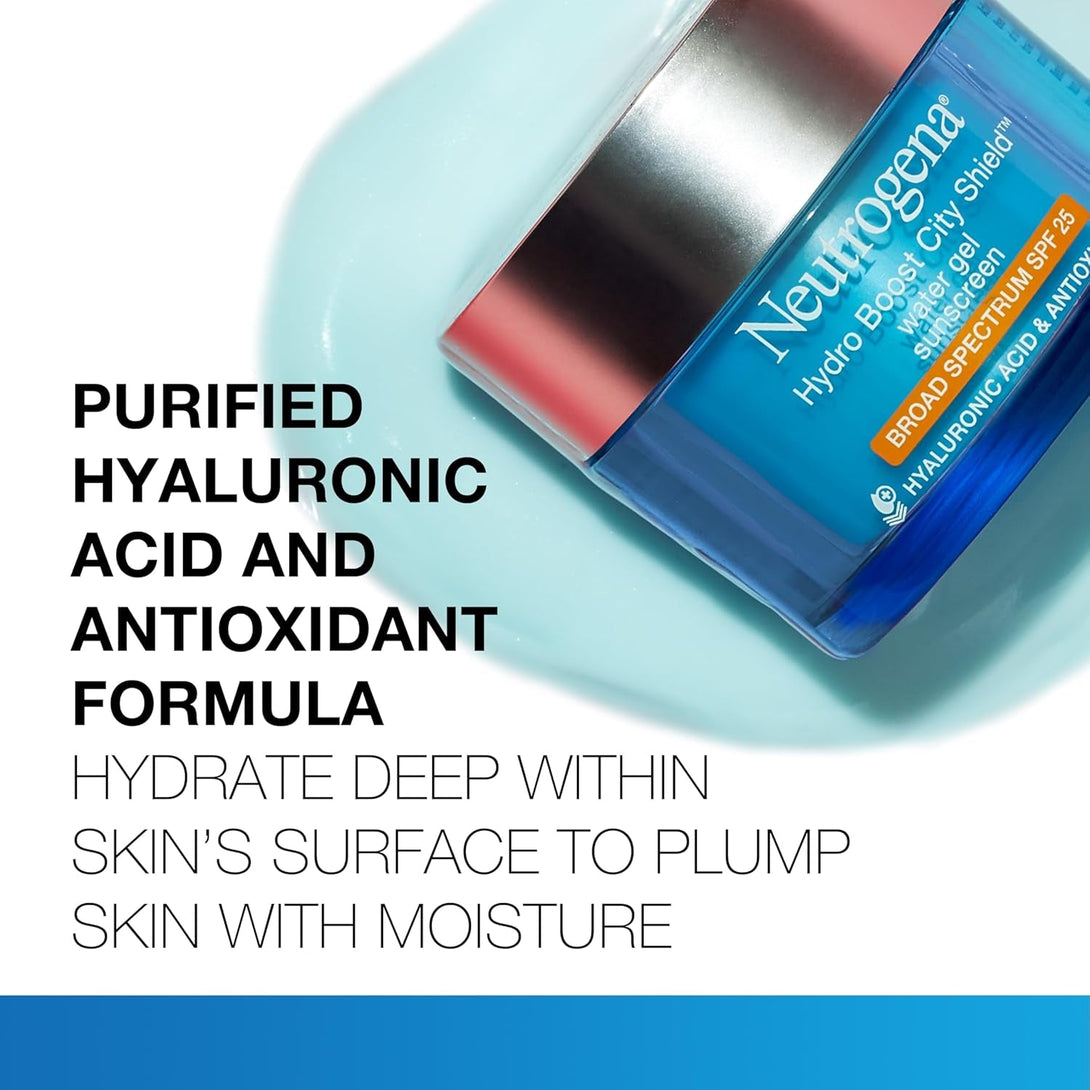 Neutrogena Hydro Boost Face Moisturizer with SPF 25, Hydrating Facial Sunscreen, Oil-Free and Non-Comedogenic Water Gel Face Lotion 1.7 Oz