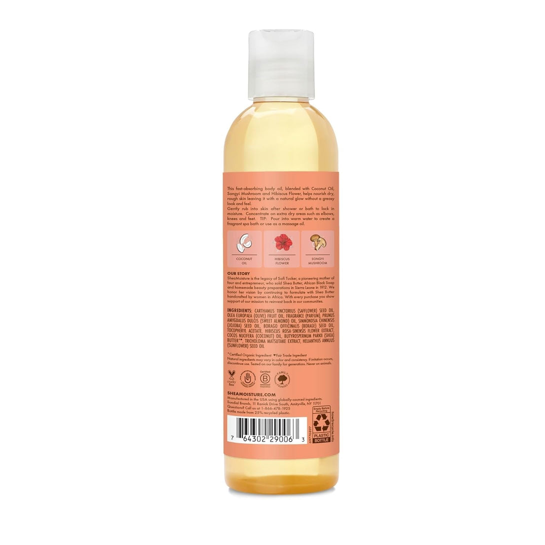Sheamoisture Body Oil, Bath, and Massage for Dull Skin Coconut Oil and Hibiscus for Glowing Skin 8 Oz
