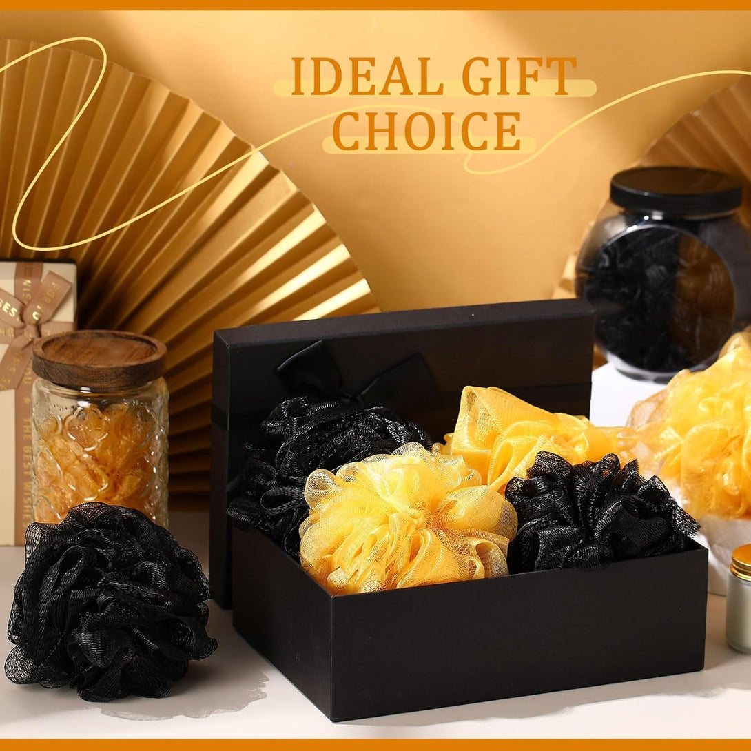 12 Pcs Bath Loofah Shower Sponge 50G Body Back Scrubber Soft Mesh Shower Puffs Exfoliating Loofa for Men Women Bath Accessories Cleaning Tool(Gold and Black)