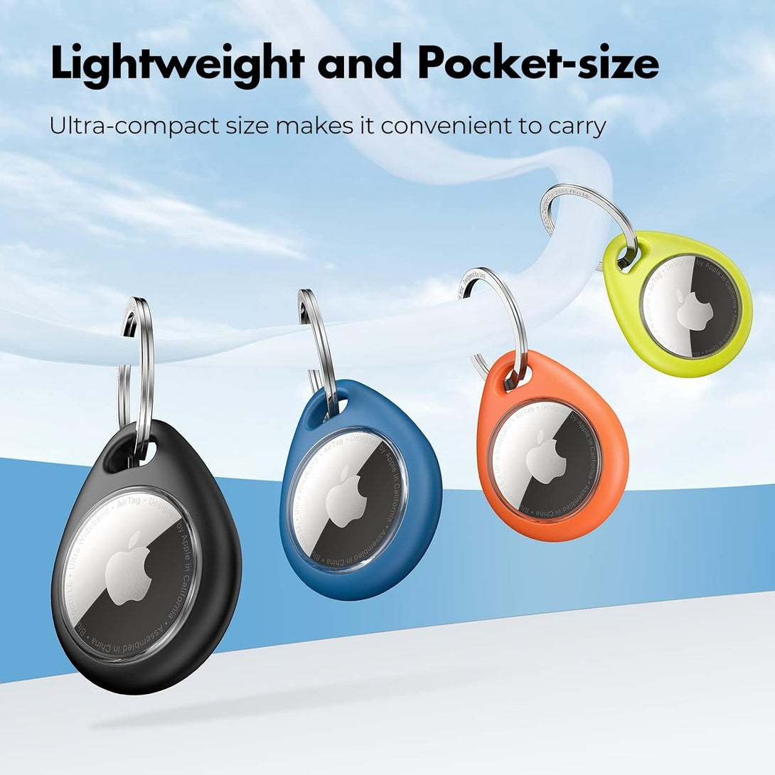Unbreakcable Apple Airtag Holder - 4 Pack [Fit Tightly Design] [Easy to Install] [Hold Air Tag Securely] Waterproof TPU Shell Protective Case with 304 Stainless Steel Keychain Key Ring