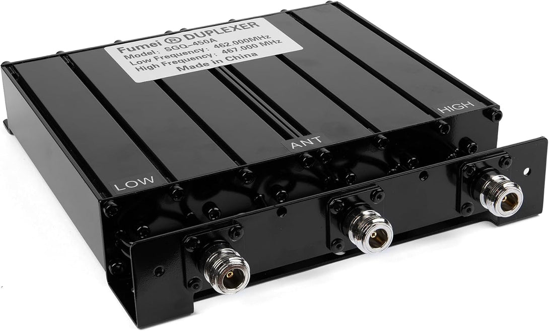 Fumei UHF 400-470Mhz 50W Duplexer for Radio Repeater with Preset Low Frequency 462Mhz & High Frequency 467Mhz & N Female Connectors