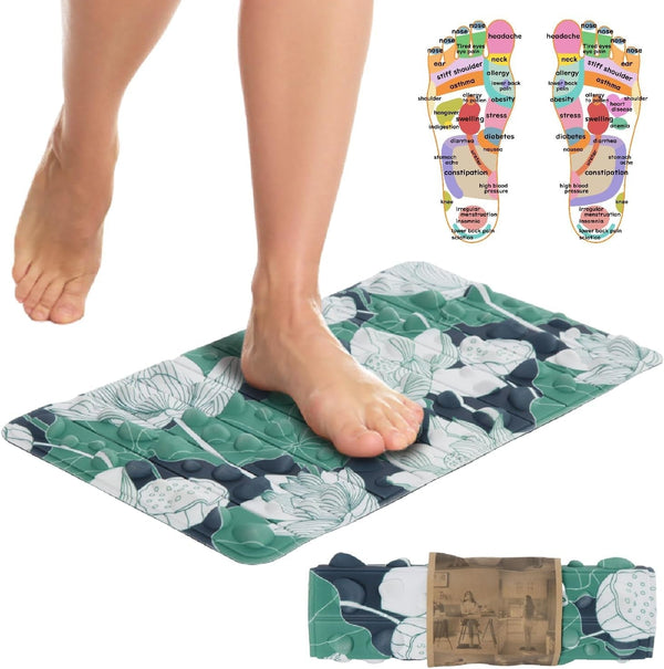 Foot Massager Mat | Relieve Foot Pain Plantar Fasciitis Heel Arch Pain & Stress - Travel Reflexology Mat