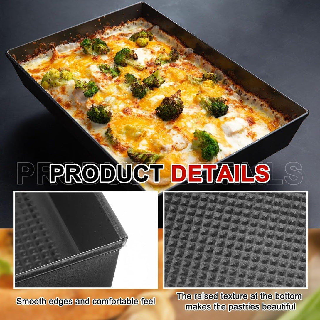 3 Pcs Detroit Style Pizza Pan 10 X 14 X 2.36 Inch Hard Rectangular Deep Pizza Pans Non Stick Sicilian Style Pizza Pan Dish Pre Seasoned Bakeware Kitchenware