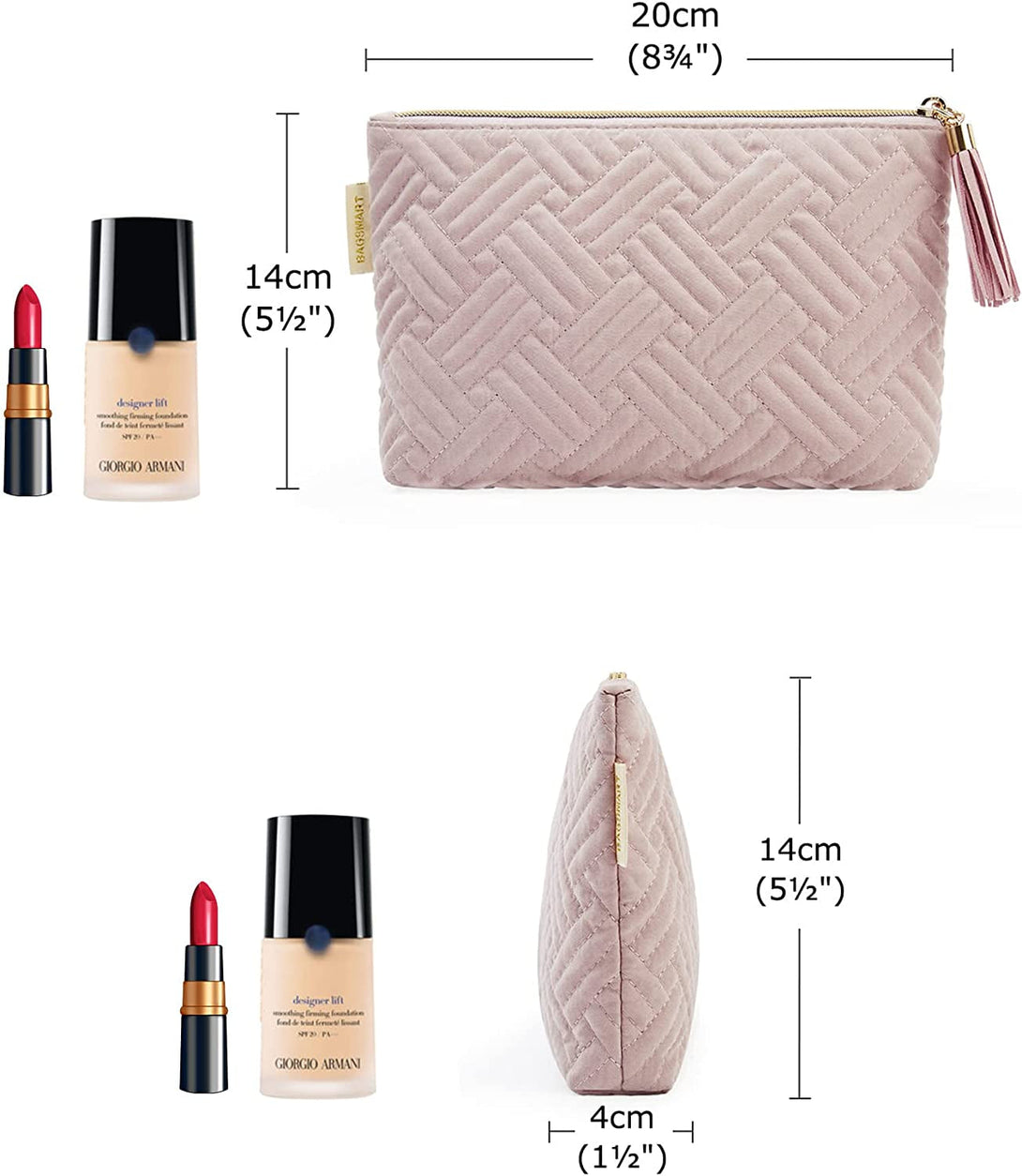 BAGSMART Small Cosmetic Bag, Elegant Roomy Makeup Bags,Lipstick Pouch,Zipper Pouch,Great Gifts for Women,Travel Waterproof Toiletry Bag Accessories Organizer Gifts (Pink-1 Pcs)