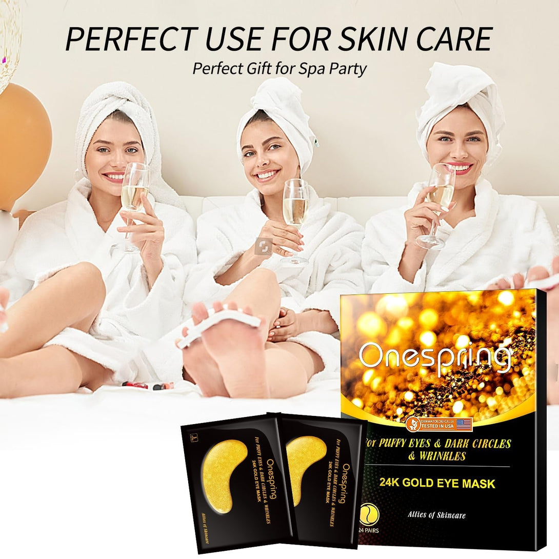 Under Eye Patches (24 Pairs) - Gifts for Women - Golden under Eye Mask for Dark Circles, Puffiness & Wrinkles, Eye Gels Pads for Refreshing, Revitalizing - Bridesmaid Gifts