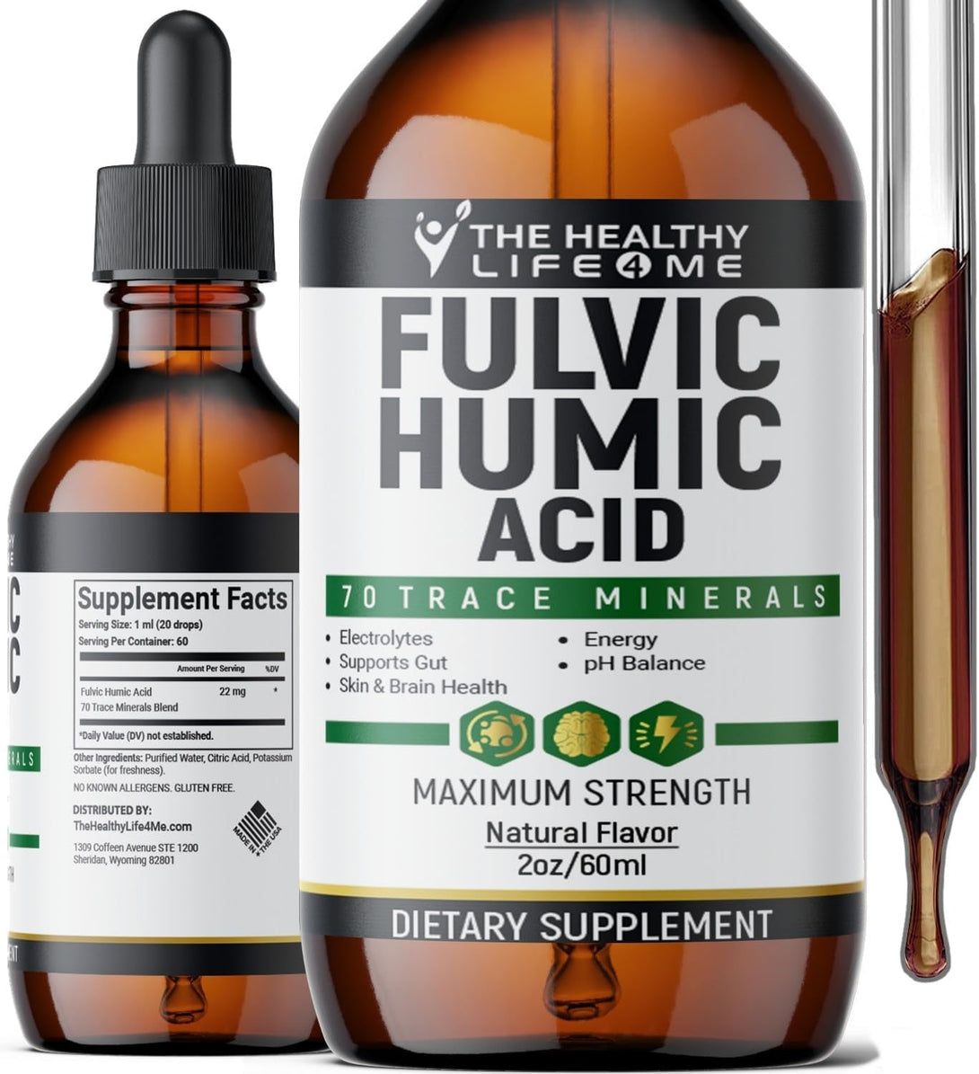 Organic Fulvic Acid + 72 Trace Minerals | Digestion | Hydration | Keto, Dietary Supplement Drop| Energy | Ph Balance | 2-Month Supply | the Healthy Life 4 ME