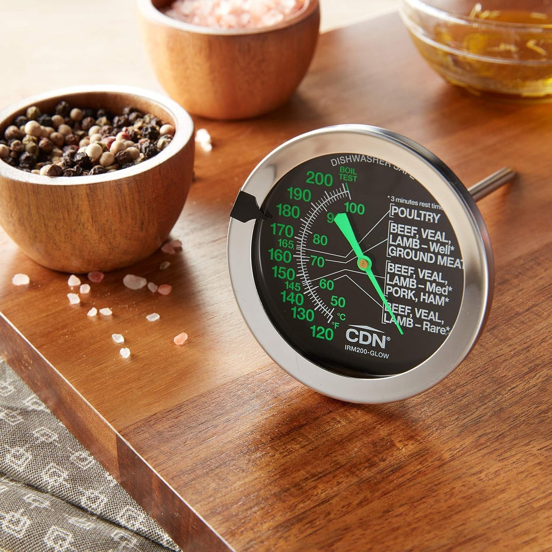 CDN Irm200-Glow Proaccurate Oven Thermometer, Food/Meat, Easy to Read Display, Silver, Pack of 1