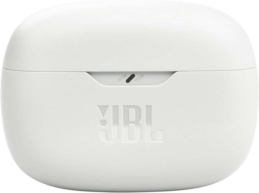 JBL Vibe Beam - True Wireless JBL Deep Bass Sound Earbuds, Bluetooth 5.2, Water & Dust Resistant, Hands-Free Call with Voiceaware, up to 32 Hours of Battery Life (White)
