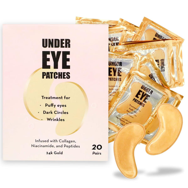 Elizabeth Mott 24K Gold under Eye Patches – Dermatologist & Allergy Tested – Collagen, Niacinamide & Peptides for Puffy Eyes, Dark Circles & Wrinkles – Hydrating, Brightening, Cruelty-Free