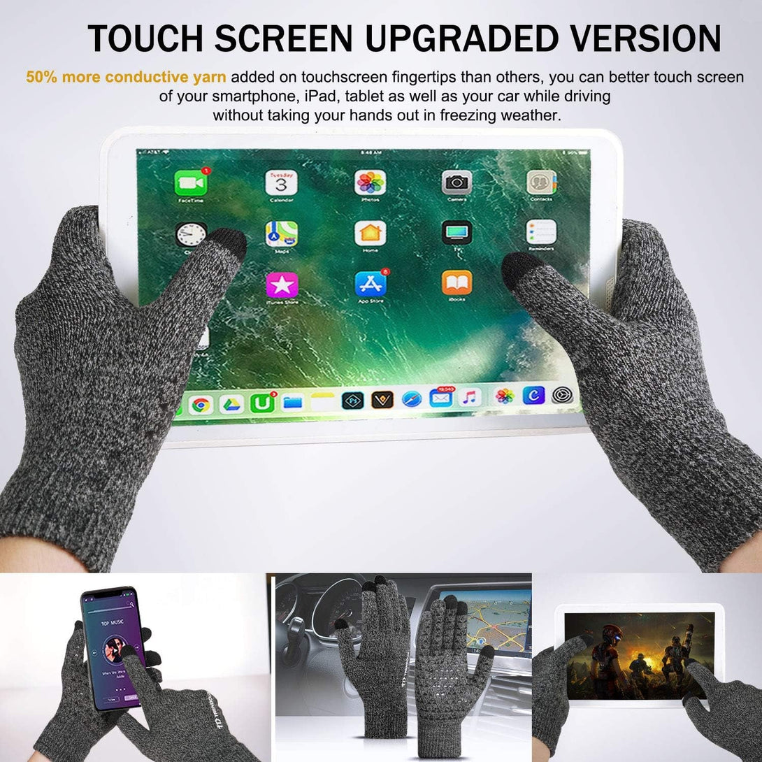 TRENDOUX Winter Gloves for Men Women - Upgraded Touch Screen Cold Weather Thermal Warm Knit Glove for Running Driving Hiking