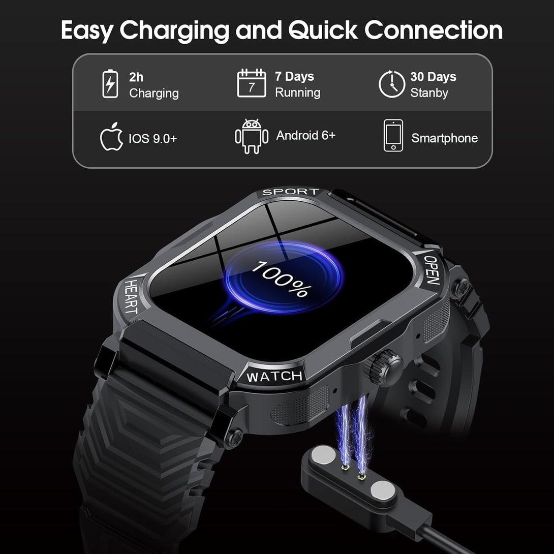 Smart Watch for Men Women (Answer/Make Call), 1.85” Fitness Watch, 113 Sports Modes Smartwatch with Heart Rate/Sleep Monitor, Pedometer, IP68 Waterproof, 2025 Activity Trackers for Android IOS, Black