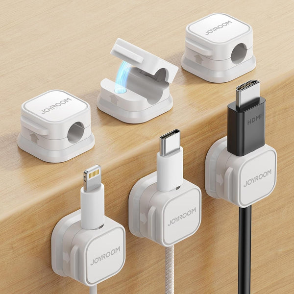6 Pack Magnetic Cable Clips [Cable Smooth Adjustable] Cord Holder, under Desk Cable Management, JOYROOM Adhesive Wire Holder Keeper Organizer for Home Office Desk Phone Car Wall Desktop Nightstand