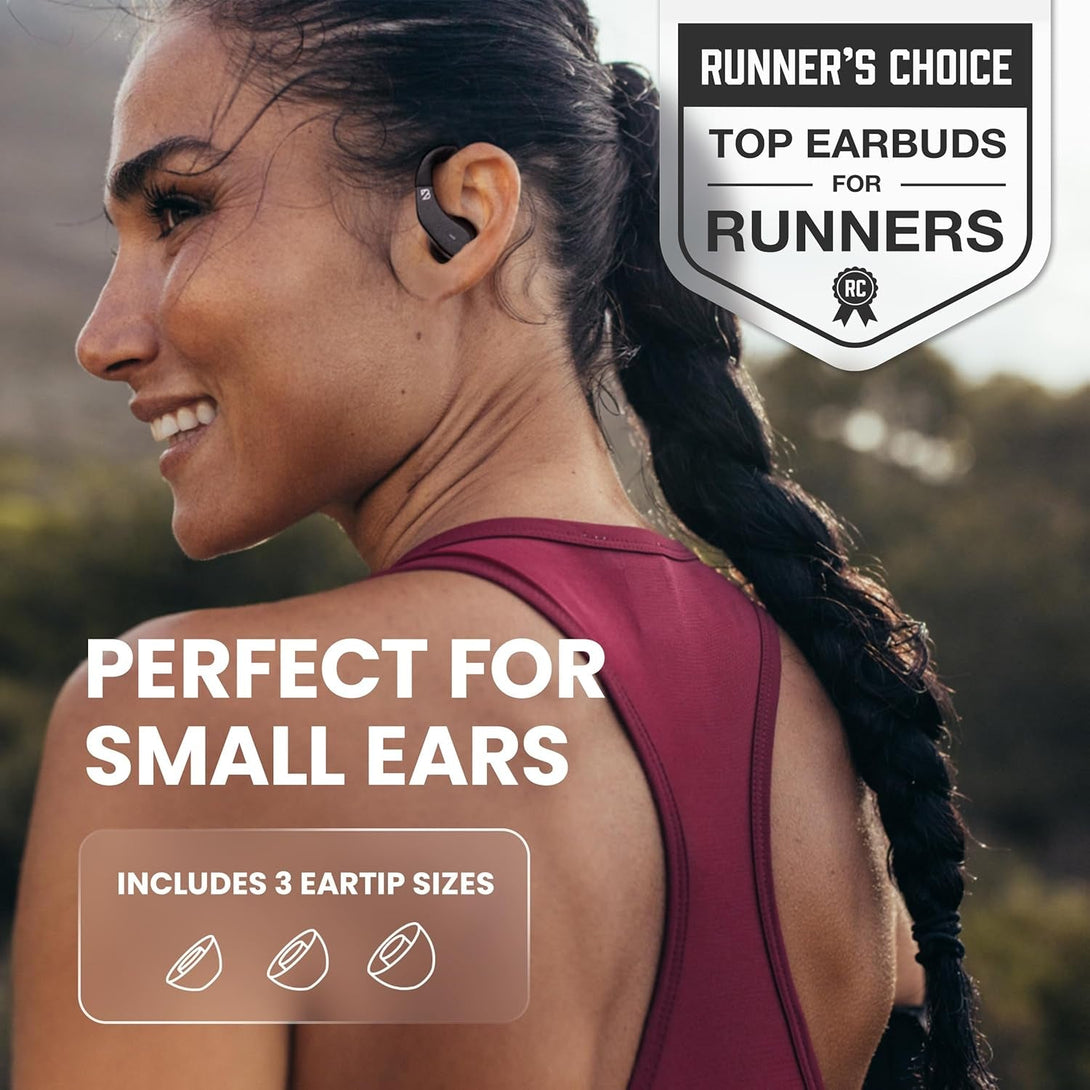 Back Bay Audio Runner 40 - Secure-Fit Wireless Earbuds, Running Bluetooth Earphones for Women and Men, Deep Bass Wrap around Earbuds for Small Ear Canals with Earhooks, Sweatprooof over the Ear Buds
