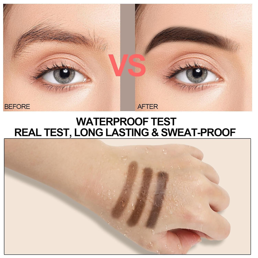 3 Colors Eyebrow Makeup Kit, Professional Brow Contour Palette, Waterproof Long-Lasting Eyebrow Filler Powder with Mirror & Brow Brush