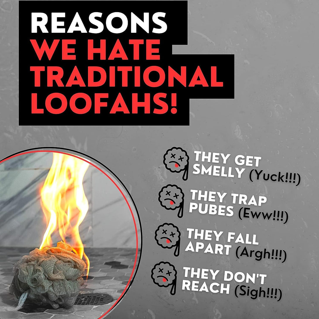 Extra Rough Exfoliating Washcloth - Extreme Body & Back Scrubber for Shower, Extra Long, Hygienic Exfoliator Wash Cloth, Men or Women, 2 Count Pack, 1 Black & 1 Grey Color, Bye Bye Loofah