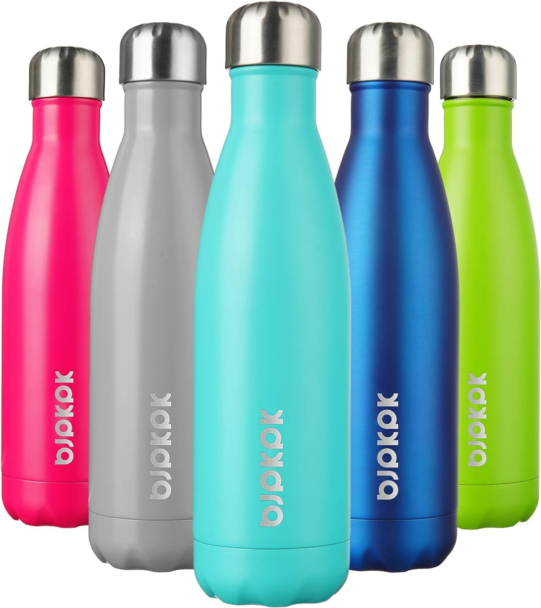 BJPKPK 17Oz Insulated Stainless Steel Water Bottles,Sports Water Bottles Keep Cold for 24 Hours and Hot for 12 Hours,Bpa Free for Travel,Turquoise