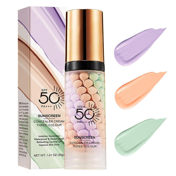 3 in 1 Primer for Face before Makeup, One Step Color Correcting Primer, SPF 50, Hydrating, Oil Control Facial Serum & Color Correcting Moisturizer, SPF Cream, Even Skin Tone, Natural & Sheer Finish
