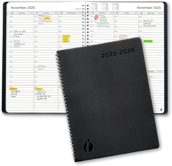 Academic Planner 2025-2026 - Hourly 2025-2026 Planner Weekly and Monthly - Appointment Book with Flexible Cover, Twin-Wire Binding - Simple Design for Productivity, June 2025 - July 2026. 8.5 X 11