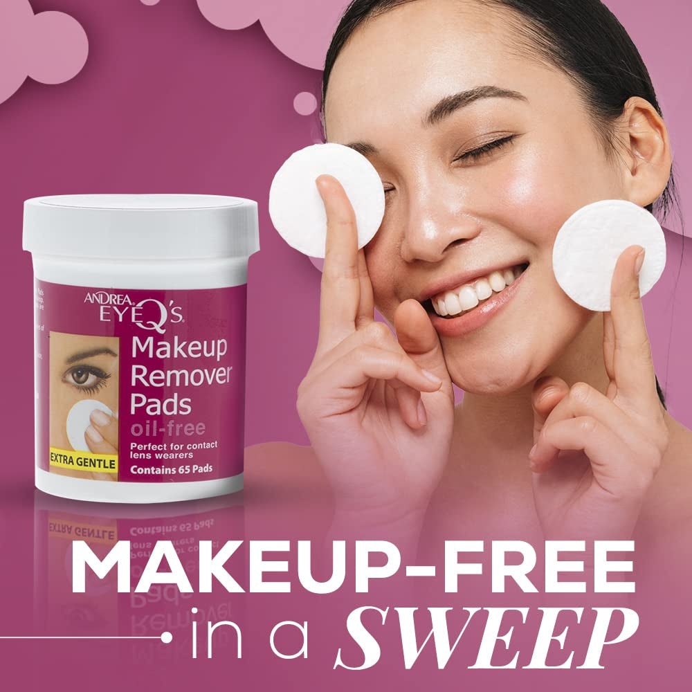 Andrea Eye Q'S Oil-Free Eye Makeup Remover Pads, 65-Count (Pack of 3)