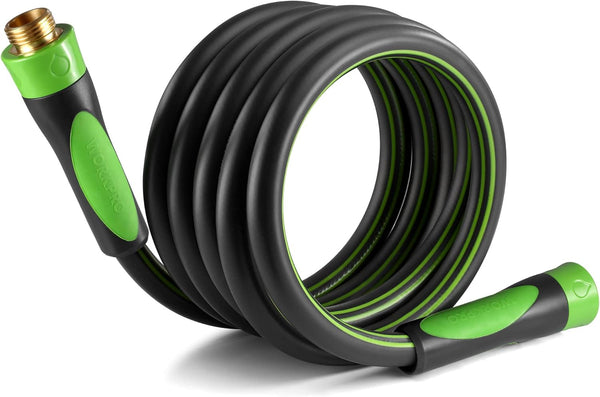 WORKPRO 5/8 in X 10 FT Garden Hose, Heavy Duty, Flexible, Lightweight Water Hose with Bi-Material 360° Rotation Handle, 3/4" GHT Solid Brass Fittings, for Outdoor, Lawn, Garden & Yard, Car Wash