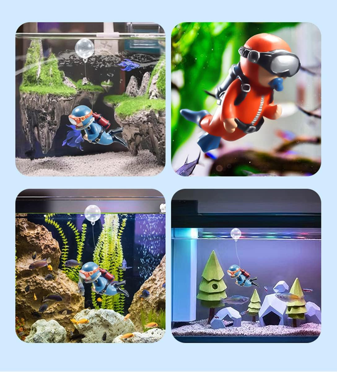 2-Pack Floating Fish Tank Decorations Little Diver Aquarium Decoration Aquarium Accessories Fish Playmate for Fish Tank Suitable for All Kinds of Fish Tanks Swimming Pool