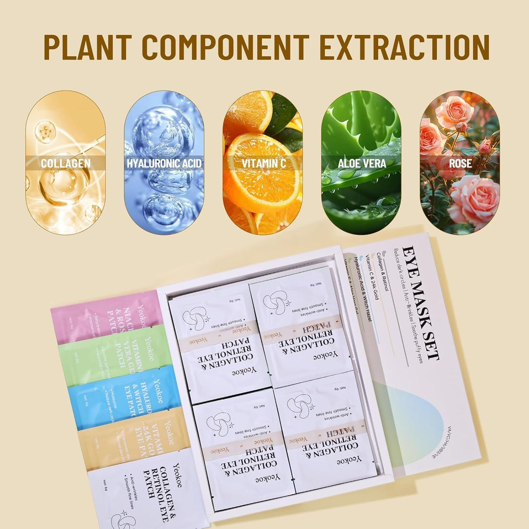 Under Eye Patches for Dark Circles,Eye Mask for Puffy Eyes with Collagen,Retinol,Vitmin C,Hyaluronic Acid and Niacinamide Face Masks Skincare Spa Gifts for Woman 20Pairs