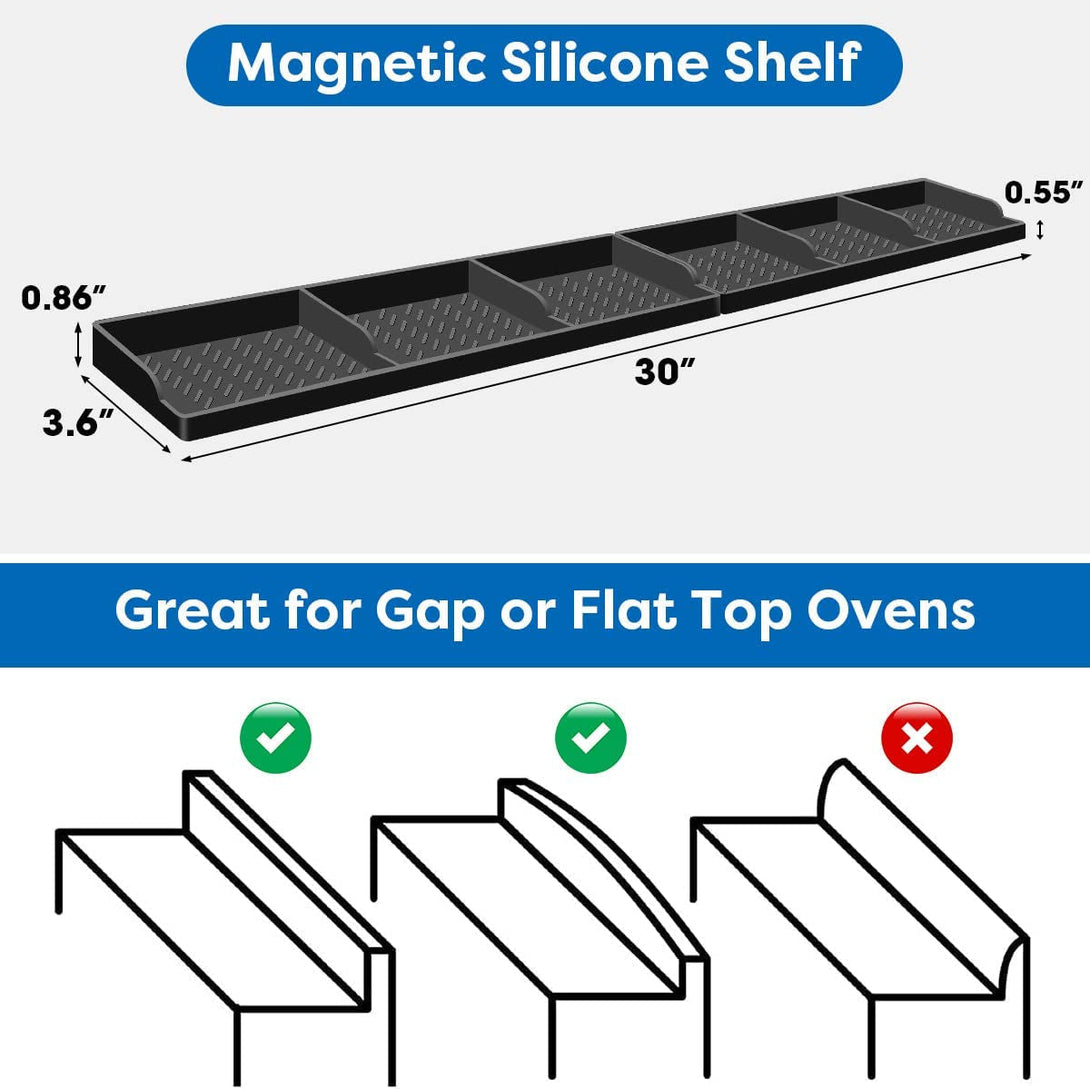 Hydream Stove Top for Silicone Shelf,30 Inch Magnetic Shelf over the Stove Spice Rack,Kitchen Shelf for above Stovetop Organizer Magnet Flat Back of Stove Storage Suctioned for the Stove-Black