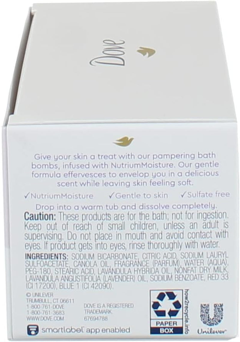 Dove Bath Bomb Milk Swirls Lavender & Honey Macaroon, 2 Pieces, Total Weight 5.6 Oz