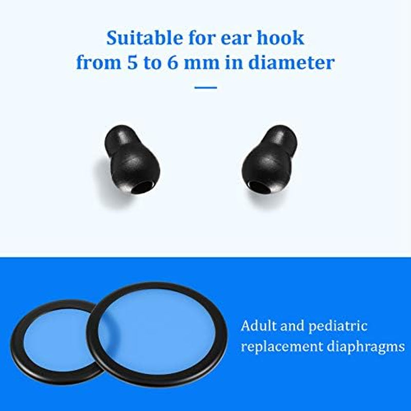 2 Sets Stethoscope Replacement Parts Adult and Pediatric Replacement Diaphragm and Silicone Stethoscope Ear Tips Accessories(Black)