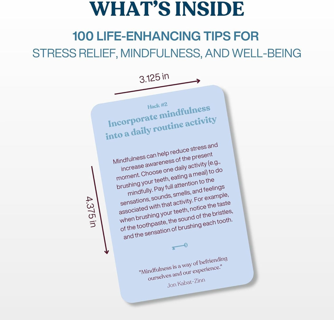 100 Cards with Powerful Hacks & Tips for Healthy Living, Wellness, Mindfulness, Stress Relief, Relaxation, Reduced Anxiety - Self Care Gifts for Women Men Wife Husband Mom Dad Sister Friend Coworker