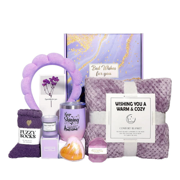 GRANNY SAYS Birthday Gifts for Mom, Spa Gifts for Women, Get Well Soon Gift Baskets, Self Care Gifts for Women, Care Package with Flannel Blanket for Mom, Friendship, Wife, Sister