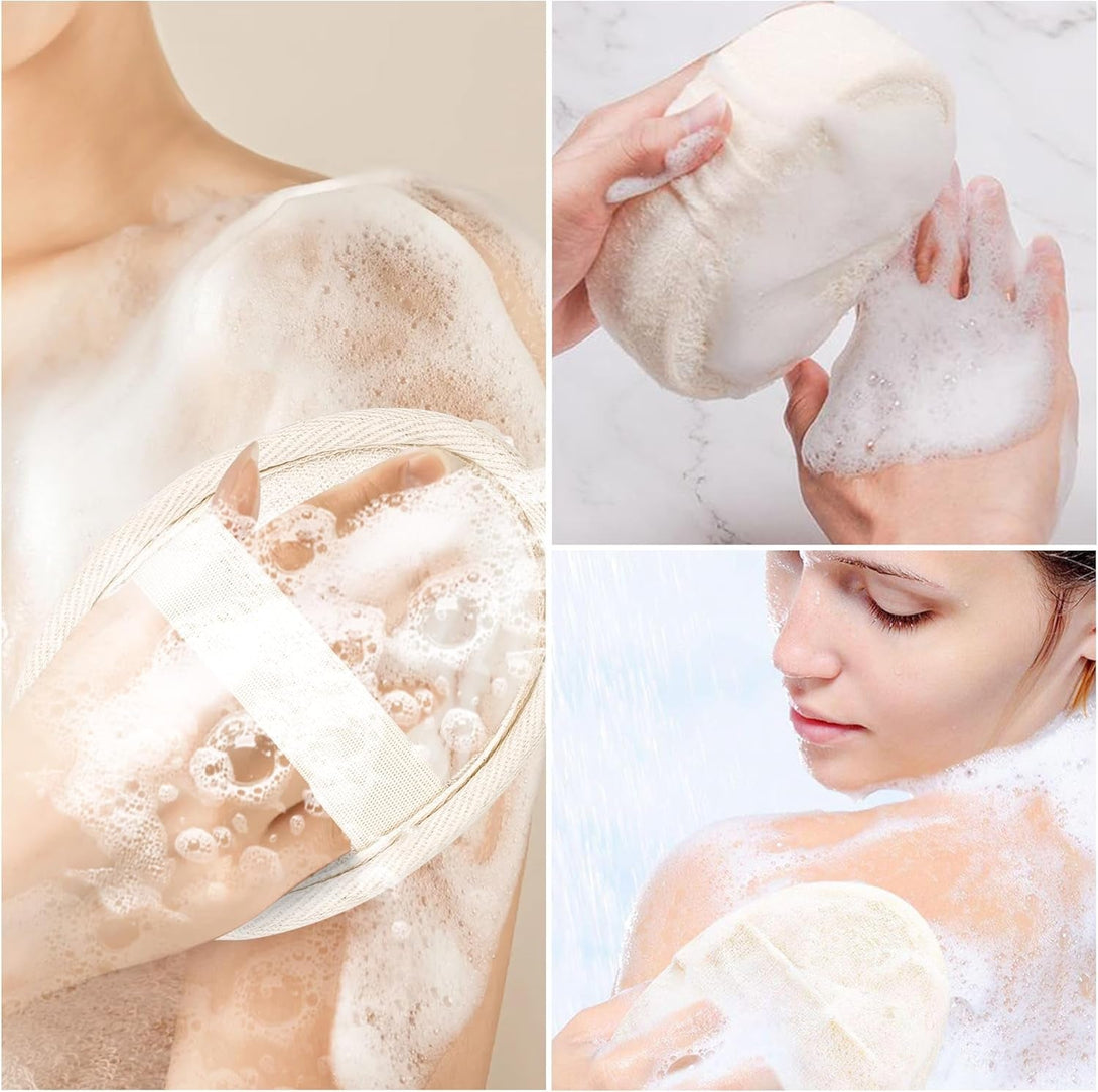 Natural Loofah Sponge Exfoliating Body Scrubber, Organic Biodegradable Luffa Bath Shower Scrub for All Skin Types, Men Women (3 Pack)