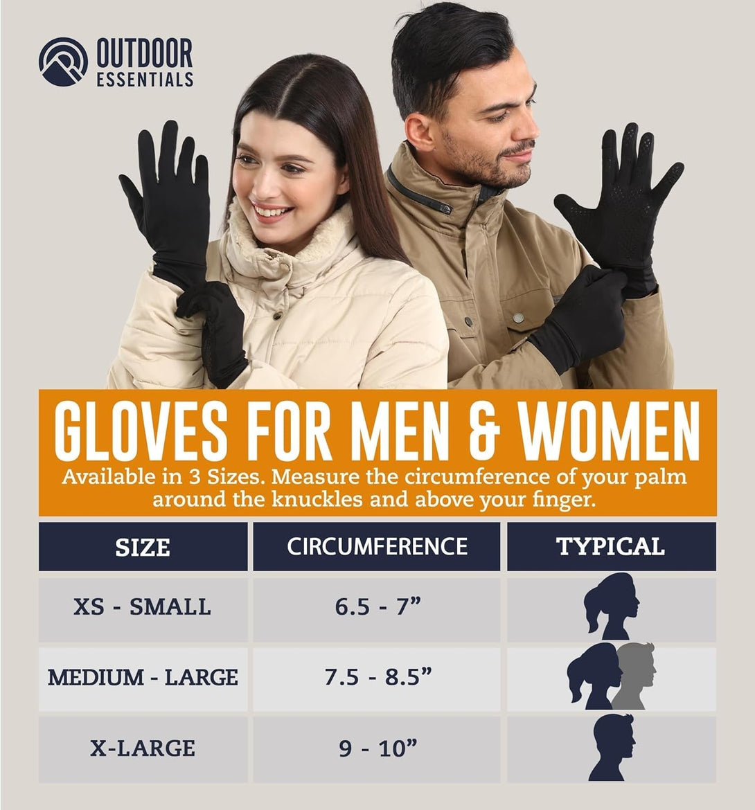 Outdooressentials Running Gloves - Touchscreen Men'S Winter Gloves - Glove Liners - Hiking Gloves Cold Weather - Warm Gloves