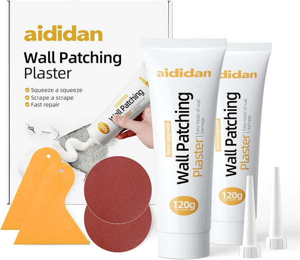 2Pcs Drywall Repair Kit Hole Repair Patch Kits Wall Spackle Repair Paste Wall Mending Agent Quick Fix Solution for Home Wall, White Repair Putty Plaster Dent & Wood Scratch Repair